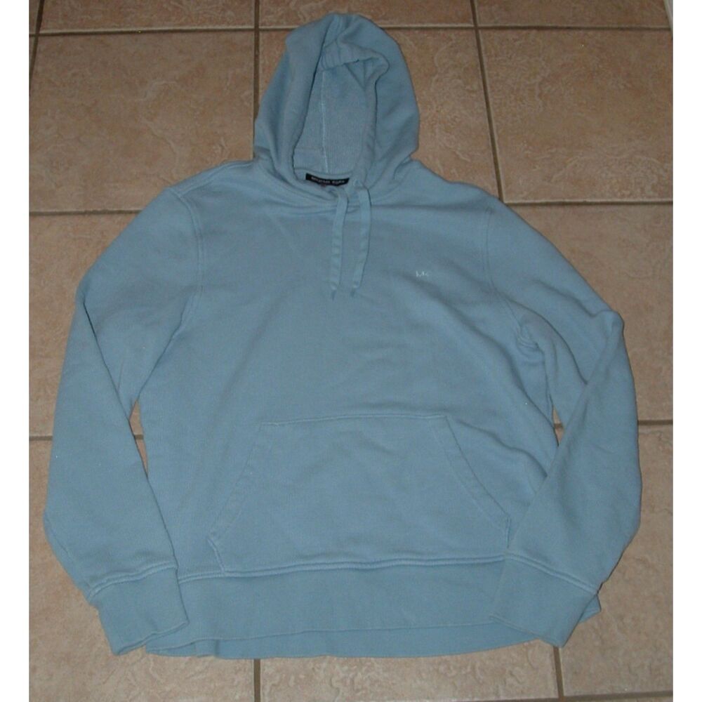 MICHAEL KORS Mens Sz Large Casual Wear Light Blue Hooded Sweater Front Pocket